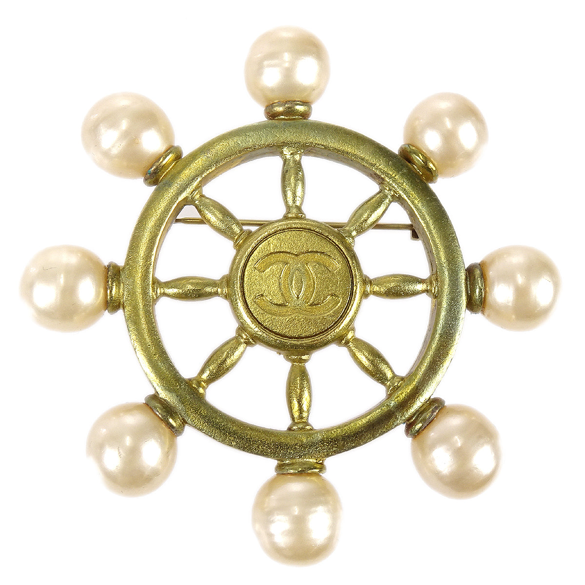 Luxury Chanel Rudder Brooch Pin 94P Artificial Pearl