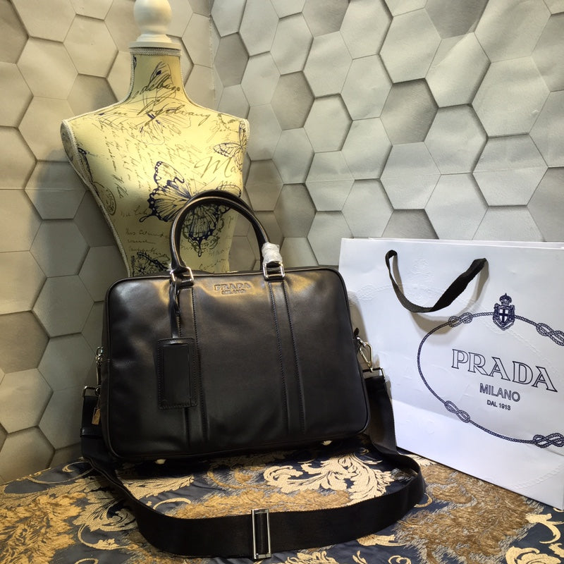 Luxury PradaBRIEFCASE 38 IN BLACK SMOOTH LAMBSKIN