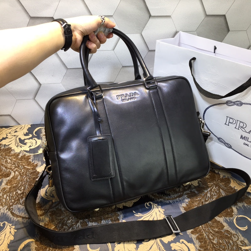 Luxury PradaBRIEFCASE 38 IN BLACK SMOOTH LAMBSKIN