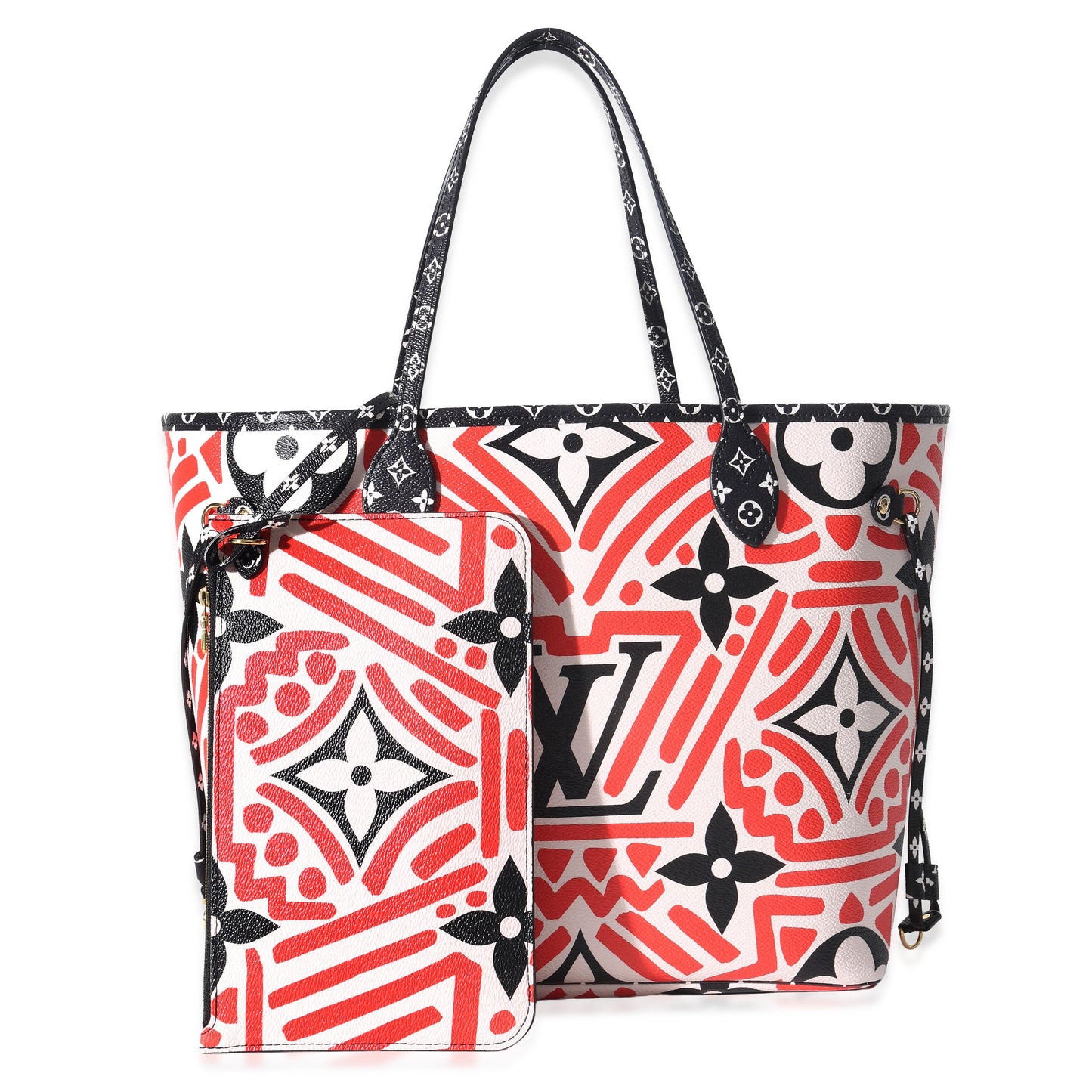 Louis Vuitton Creme Rouge Black Monogram Giant Crafty Canvas Neverfull MM
