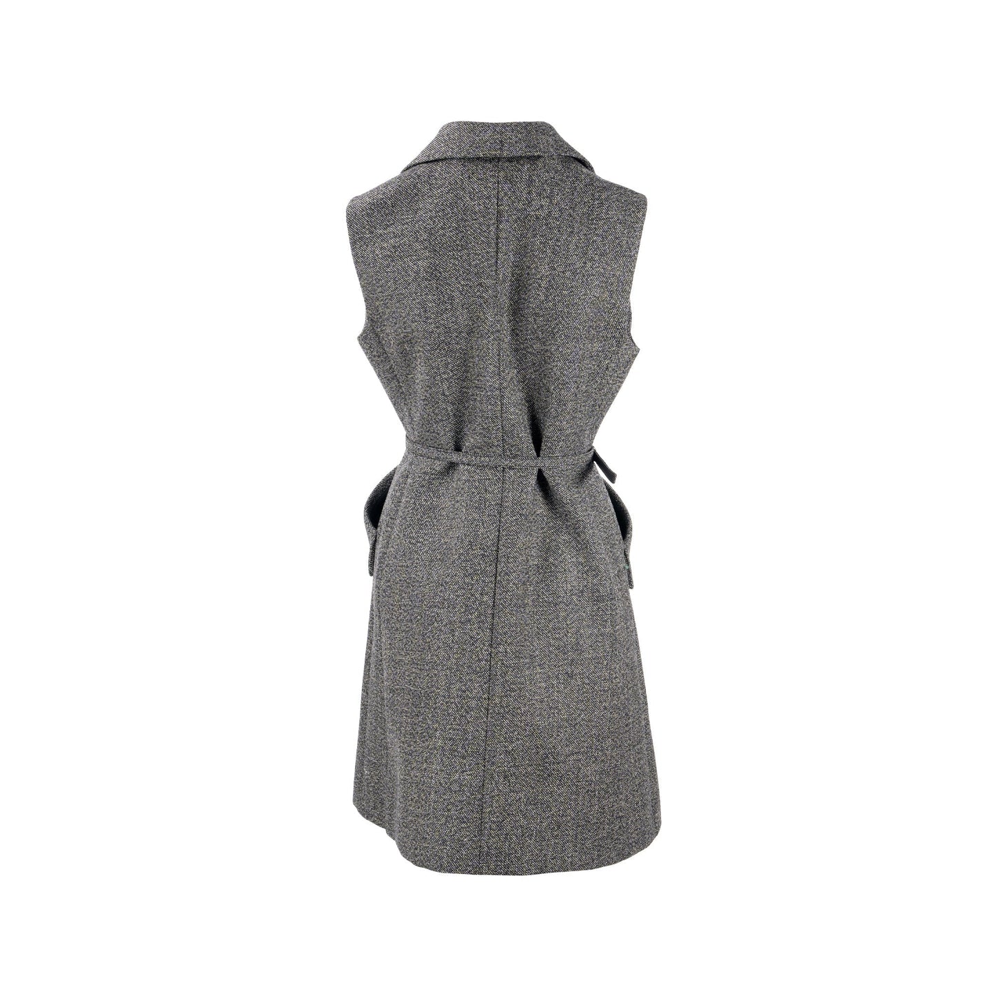 Luxury Dior Size 40 Sleeveless Dress/Vest with Belt Virgin Wool Grey