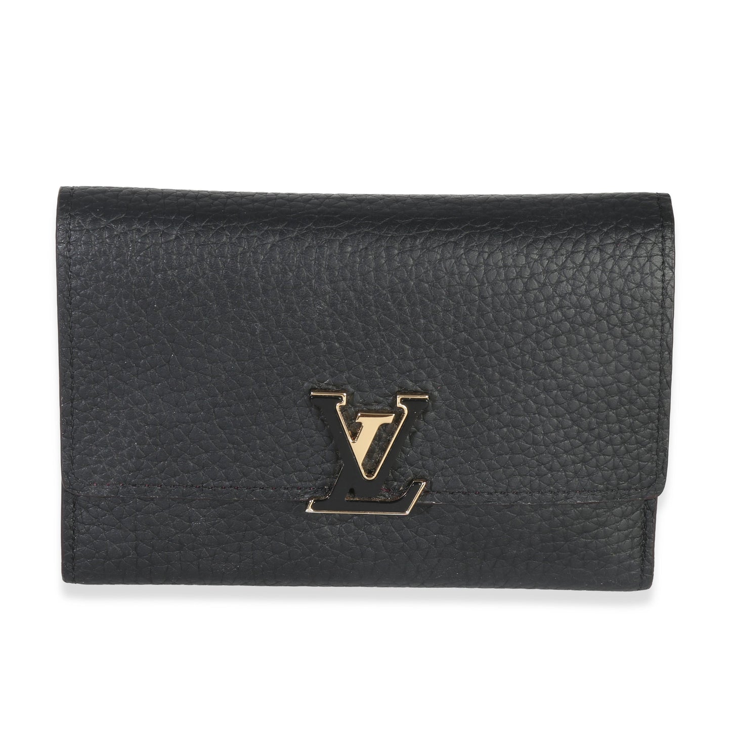 Louis Vuitton Black & Pink Taurillon Capucines Compact Wallet