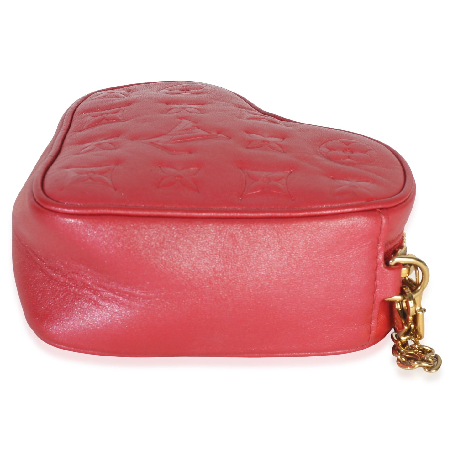 Louis Vuitton Red Monogram Lambskin Embossed Sac Coeur Heart On Chain Bag
