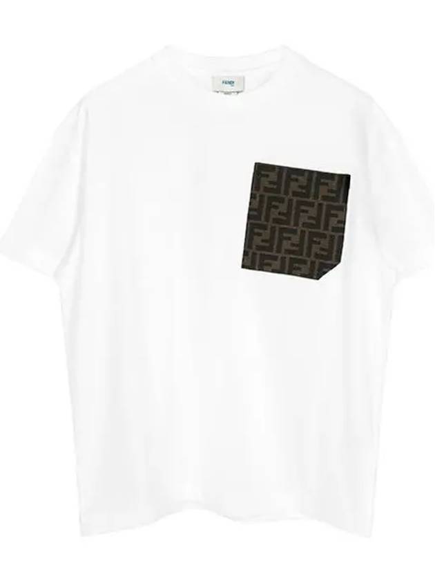 Luxury Fendi Kids Pocket Short Sleeve T-Shirt White