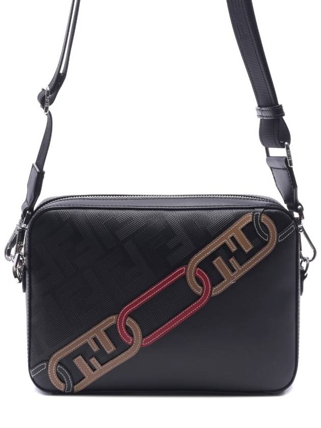 Luxury Fendi FF Motif Camera Cross Bag Black