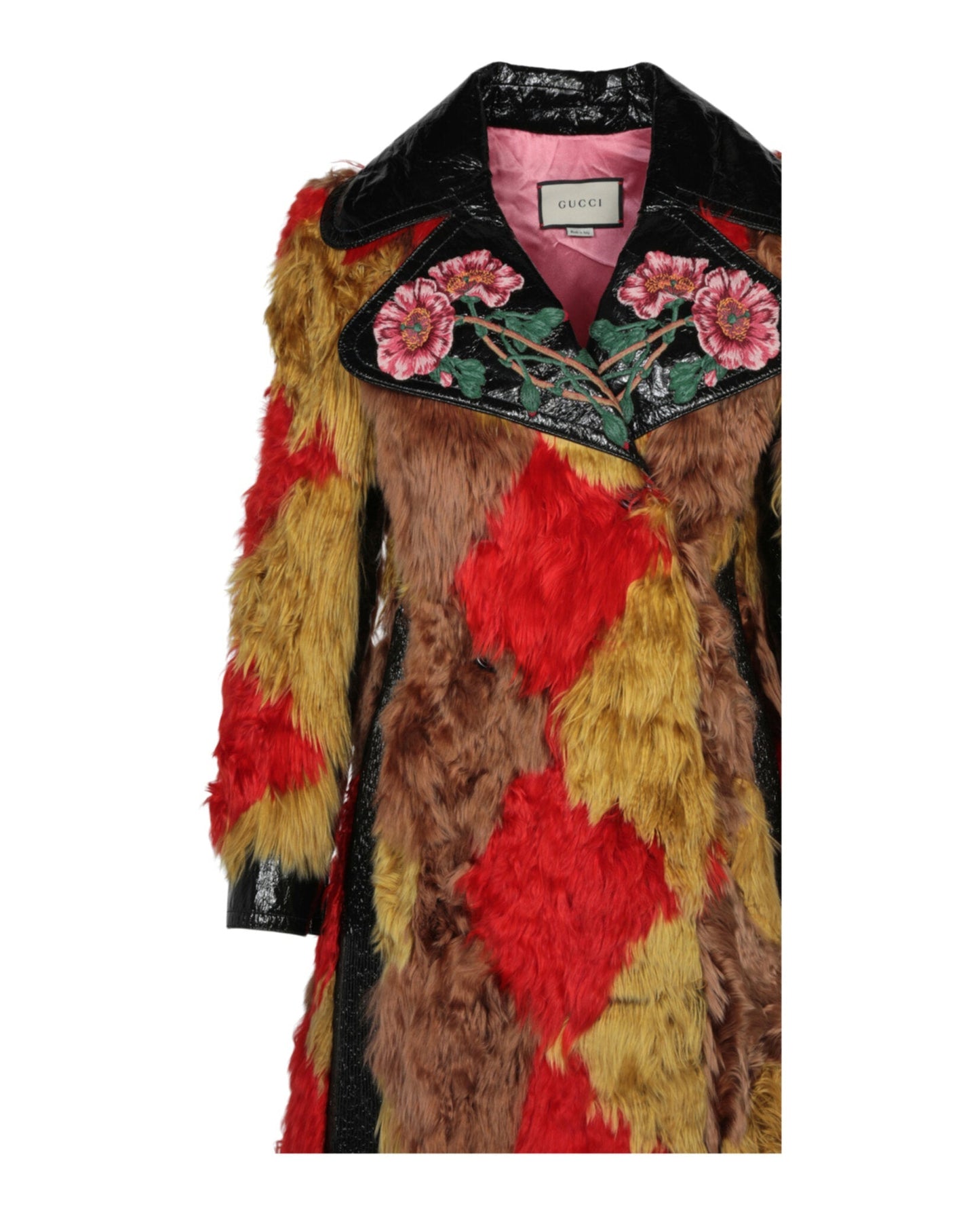 Gucci Embroidered Floral Fur Coat