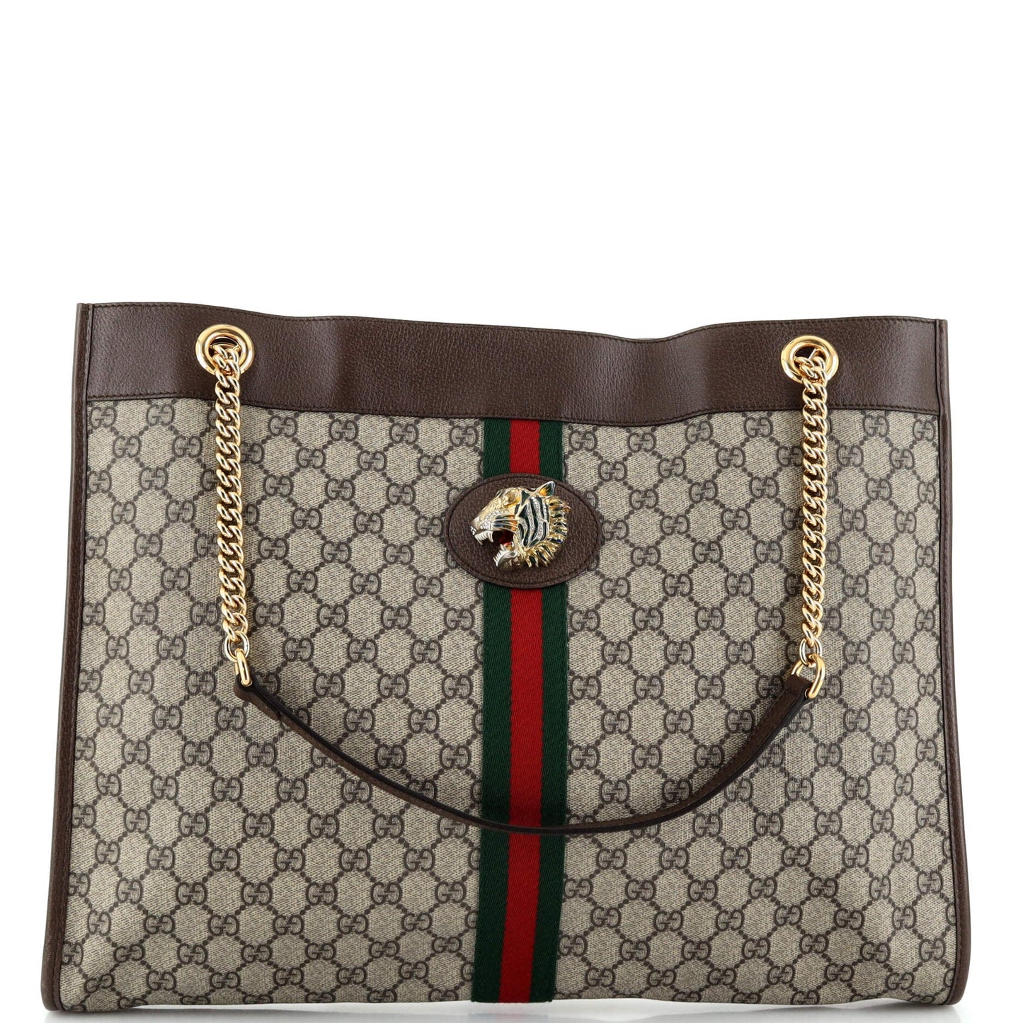 Luxury Gucci Trending 2025 Rajah Chain Tote GG Coated Canvas Large