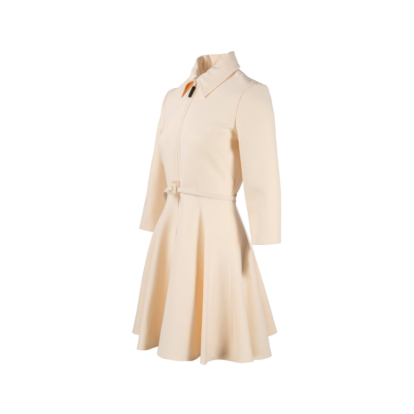 Luxury Dior Size 38 Zip Dress with belt Wool/Silk Ecru