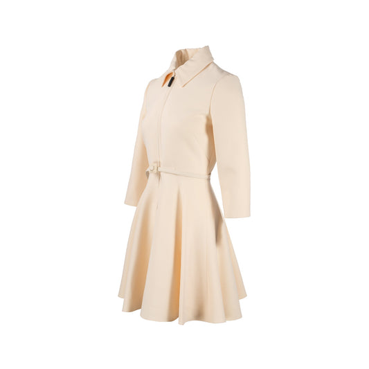 Luxury Dior Size 38 Zip Dress with belt Wool/Silk Ecru
