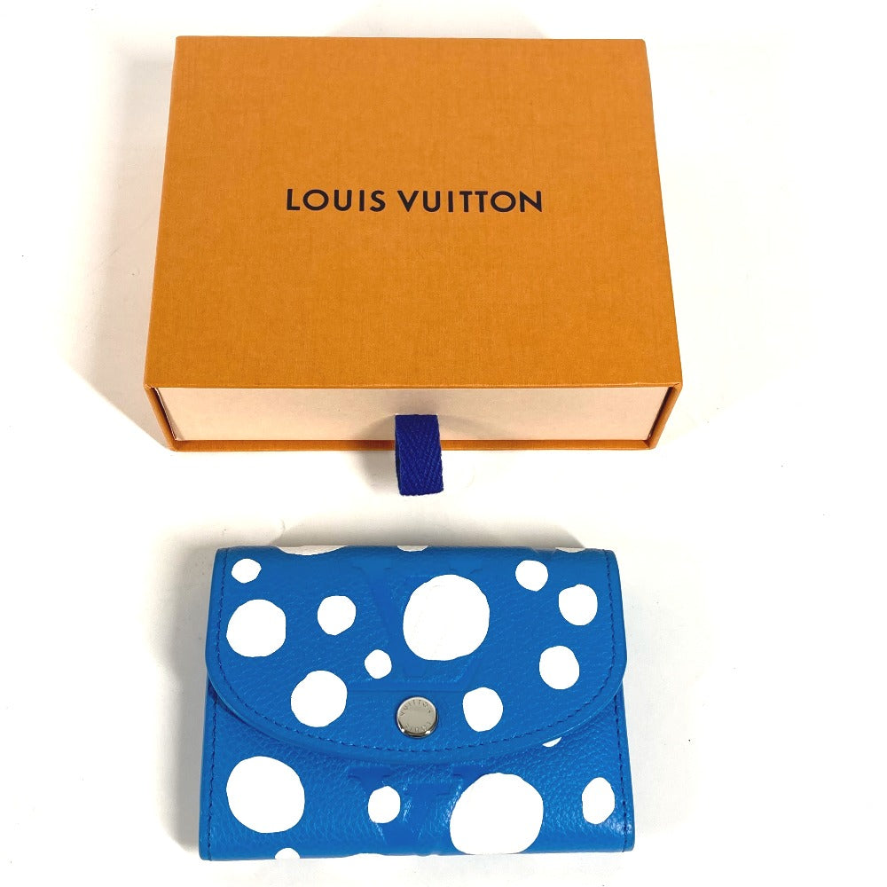 LOUIS VUITTON Trifold wallet M81984 Monogram Ann Platt Leather blue LVxYK Yayoi Kusama collaboration Portomonet Rosali