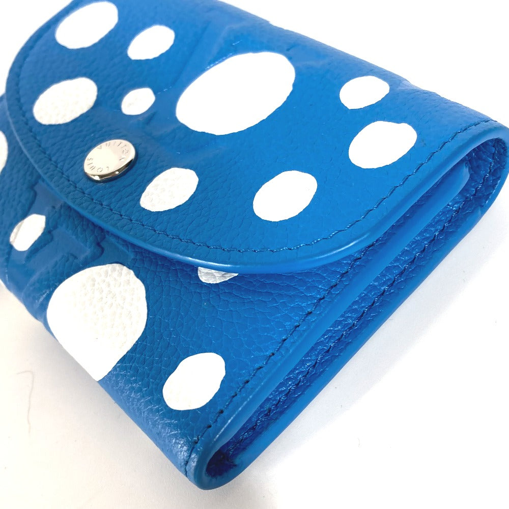 LOUIS VUITTON Trifold wallet M81984 Monogram Ann Platt Leather blue LVxYK Yayoi Kusama collaboration Portomonet Rosali