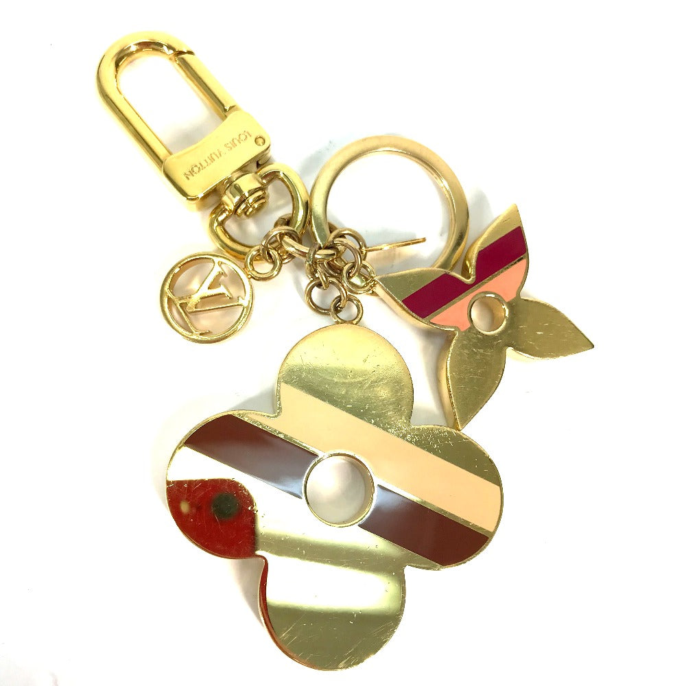 LOUIS VUITTON key ring M78611 metal gold Monogram flower Stripes Hours