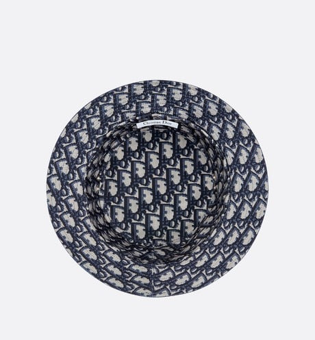DIOR TEDDY D CD OBLIQUE BLUE SMALL-BRIM BUCKET HAT SIZE 58