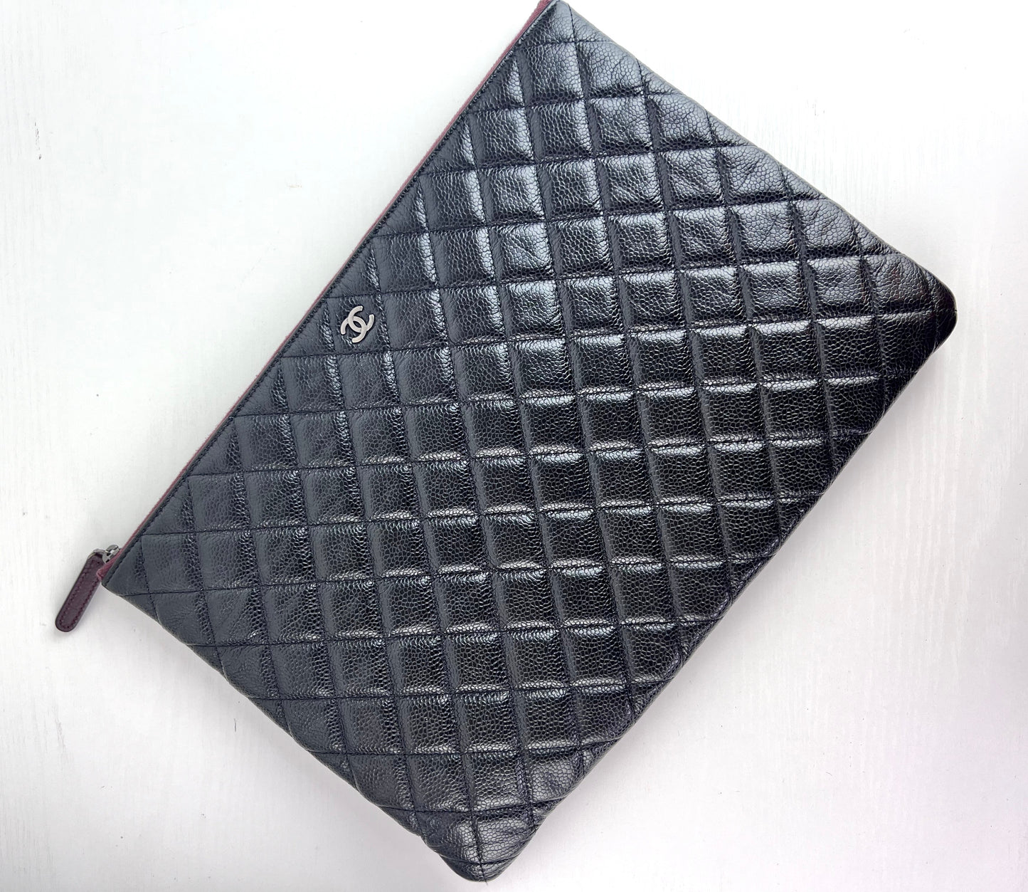 Chanel large O-Case Pouch Caviar Leather