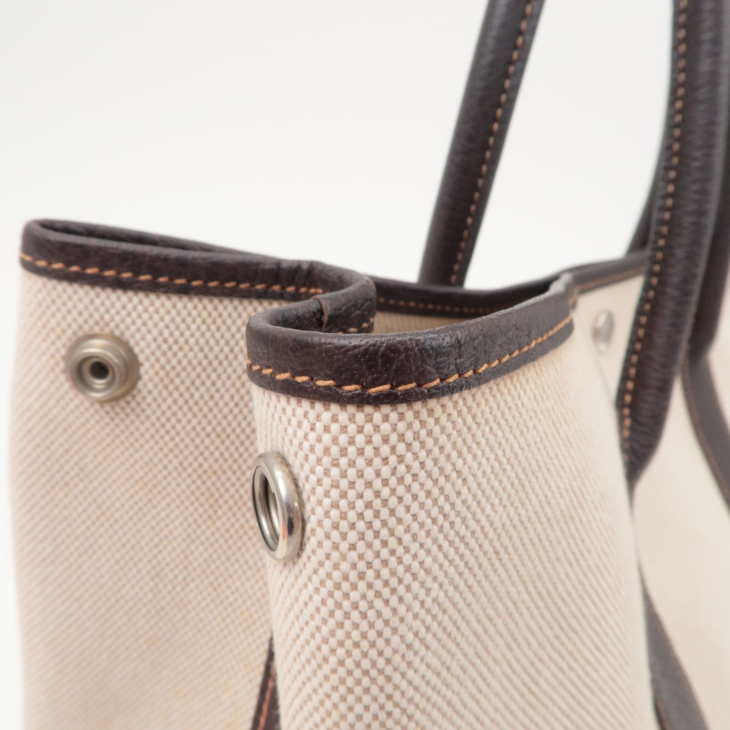 Luxury Hermes Garden Party Toile Ash Leather PM 髫ｨ繝ｻ・ｽ・｡ I  Stamped Beige