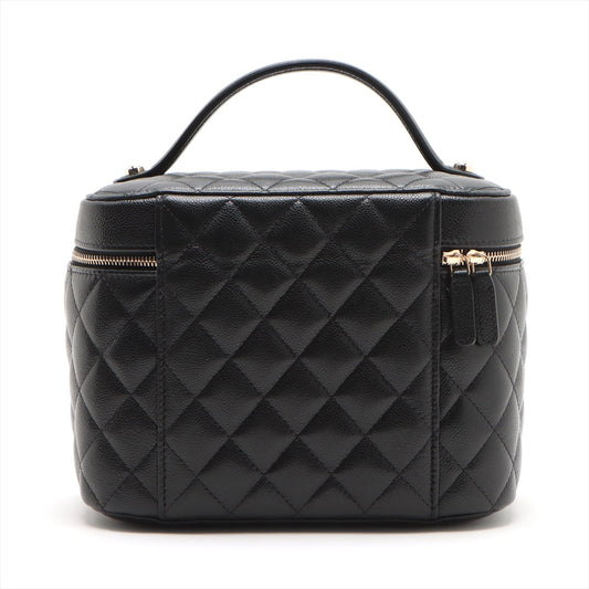 Chanel Matrasse Caviar S Vanity Bag Black G      Mirror