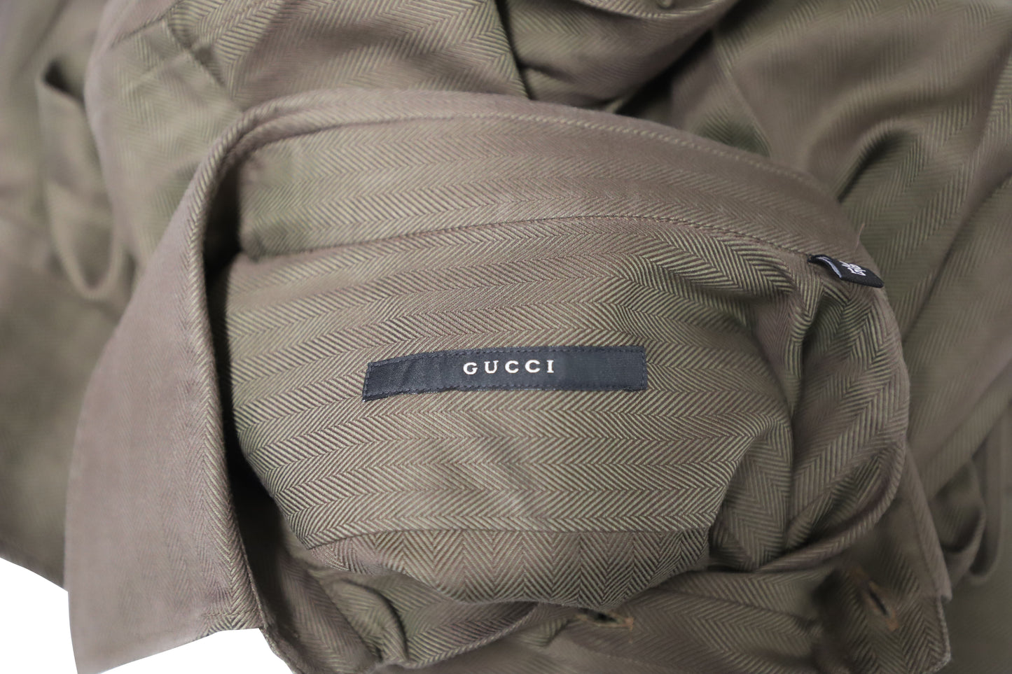 Luxury Gucci Trending 2025 Herringbone Button Down Shirt in Dark Brown Cotton