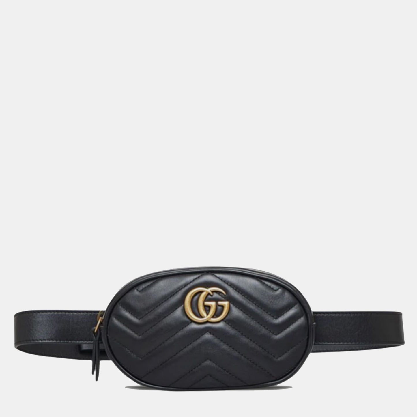Luxury Gucci Trending 2025 Black Leather GG Marmont Matelasse Belt Bag
