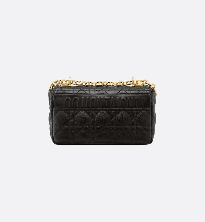 Small Luxury Dior Caro Bag Black Supple Cannage Calfskin