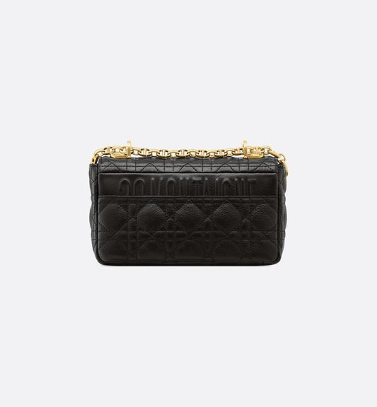 Small Luxury Dior Caro Bag Black Supple Cannage Calfskin