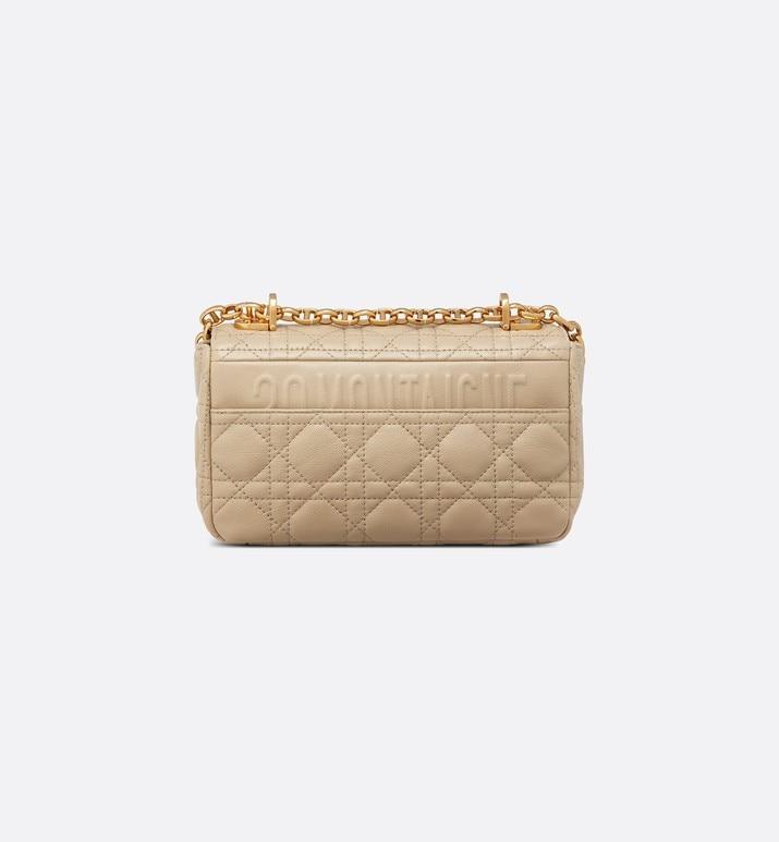 Small Luxury Dior Caro Bag Beige Supple Cannage Calfskin