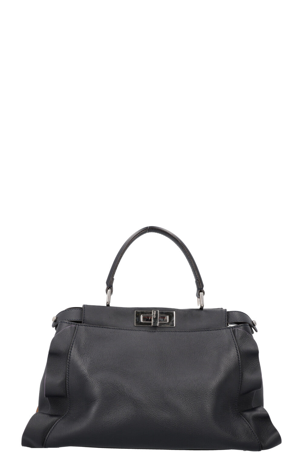 Luxury Fendi Medium Ruffle Peekaboo Leather Black