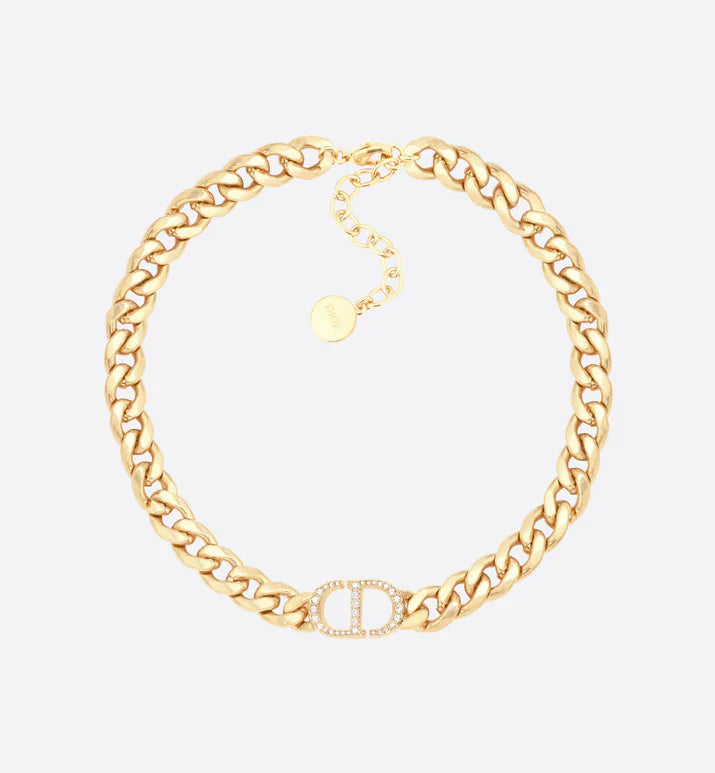 Luxury DiorGOLD-FINISH METAL SILVER CRYSTALS NECKLACE