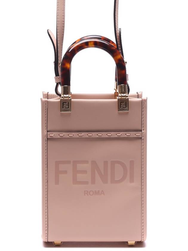 Luxury Fendi Sunshine Shopper Small Leather Tote Bag Pink