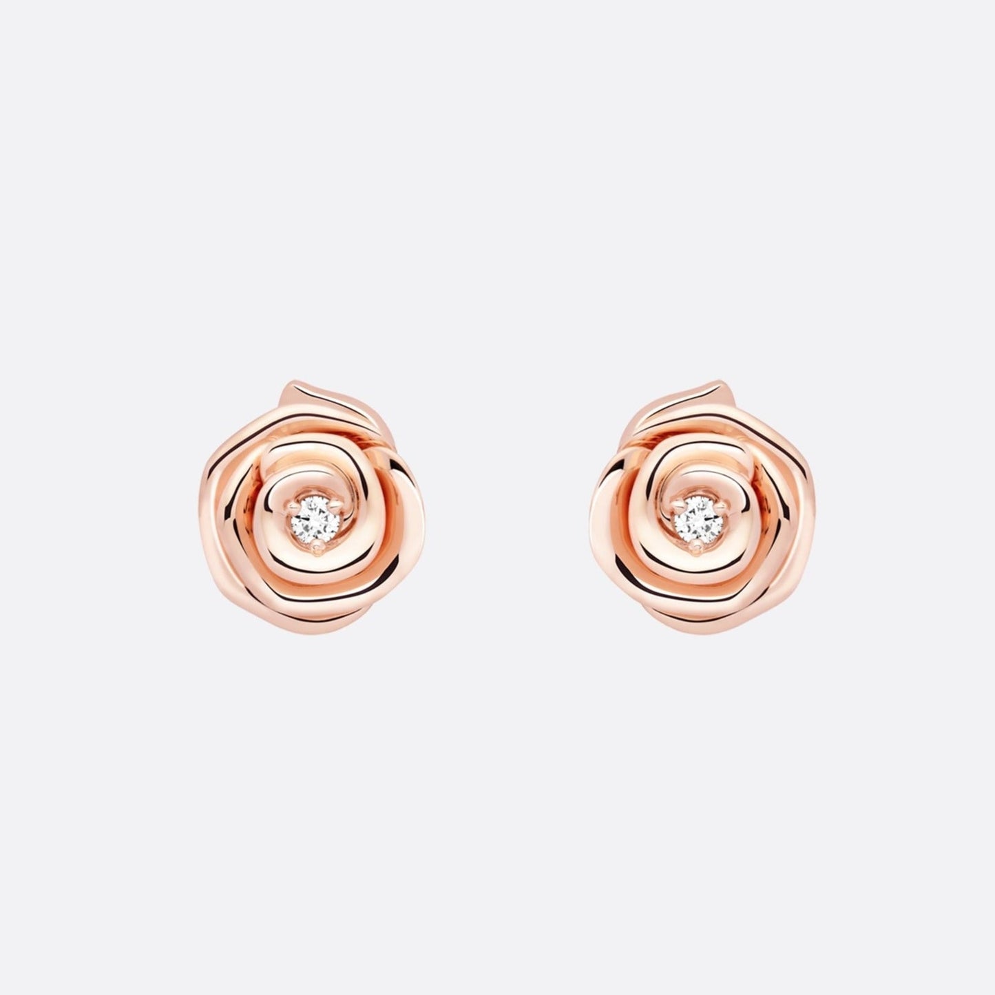 Luxury DiorROSE COUTRE PINK GOLD DIAMOND STUD EARRINGS