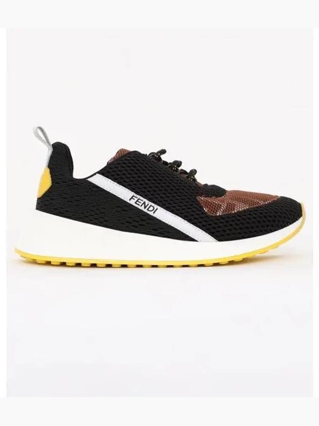 Luxury Fendi Kids Logo Mesh Low Top Sneakers Black