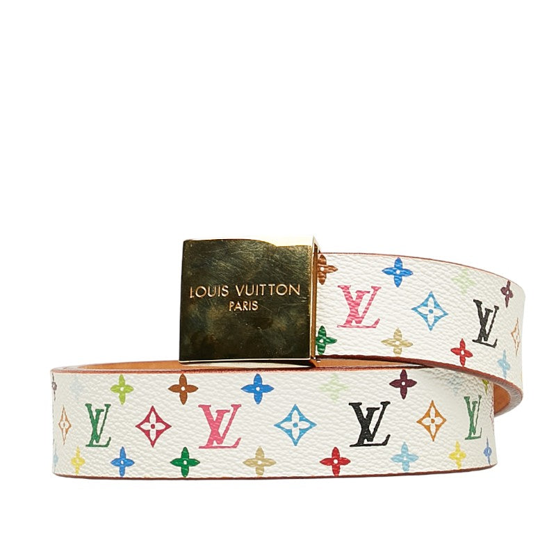 Louis Vuitton Monogram Multi-Color Sunshine Care Belt 32/80 M9270U White PVC Leather  Louis Vuitton