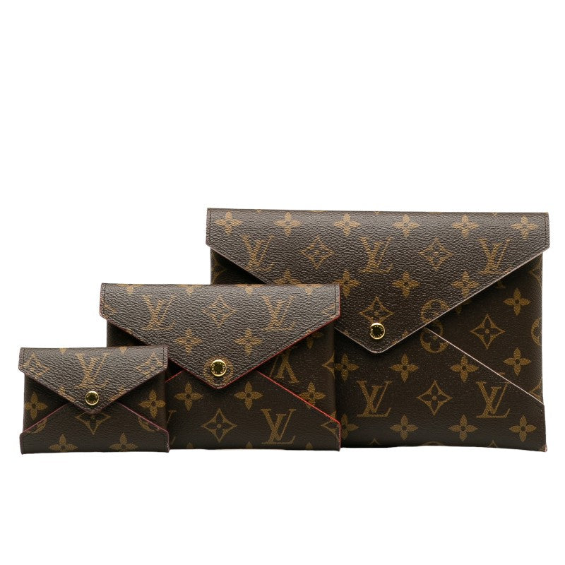 Louis Vuitton Monogram Pochette Kirigami Clutch Bag Second Bag Pocket 3 Set M62034 Brown Pink PVC Leather  Louis Vuitton