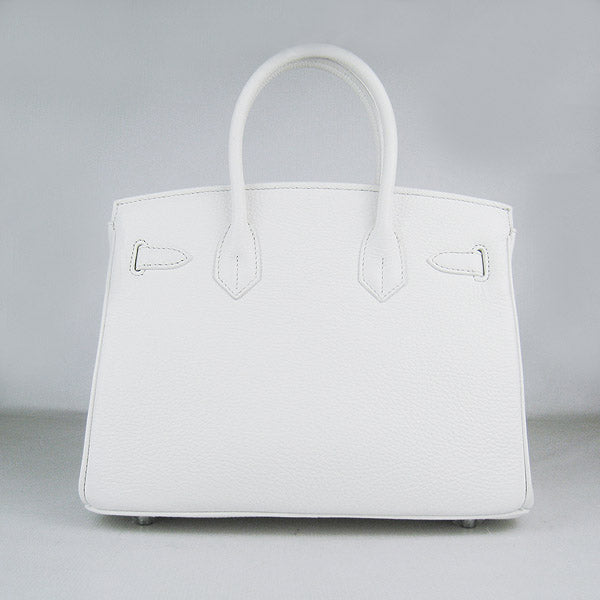 Luxury Hermes Birkin 30cm Togo Leather Handbags White Silver