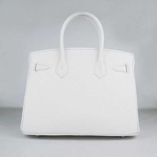 Luxury Hermes Birkin 30cm Togo Leather Handbags White Silver