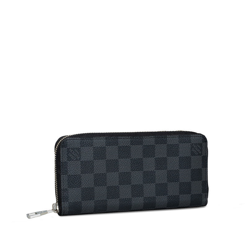 Louis Vuitton Damier Graphite Zippie Wallet Vertical Round Fashner Long Wallet N63095 Black PVC Leather Men LOUIS VUITTON