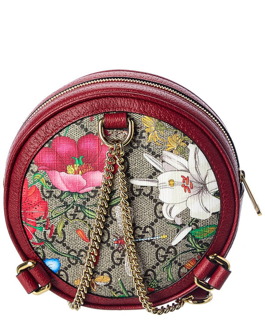 Luxury Gucci Trending 2025 Ophidia Mini Flora GG Supreme Canvas & Leather Backpack