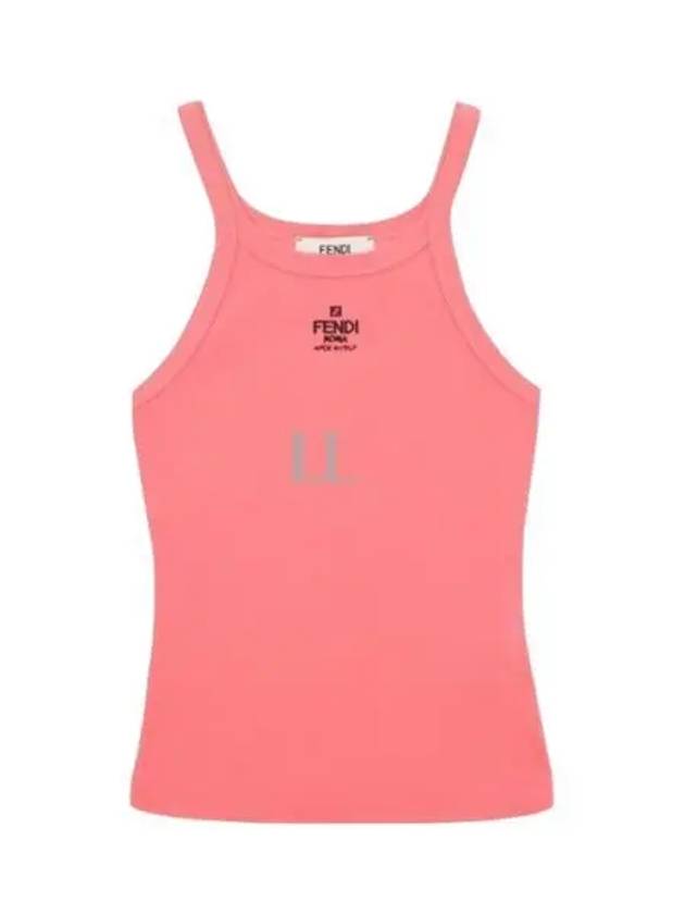 Luxury Fendi Embroidered Logo Cotton Sleeveless Pink