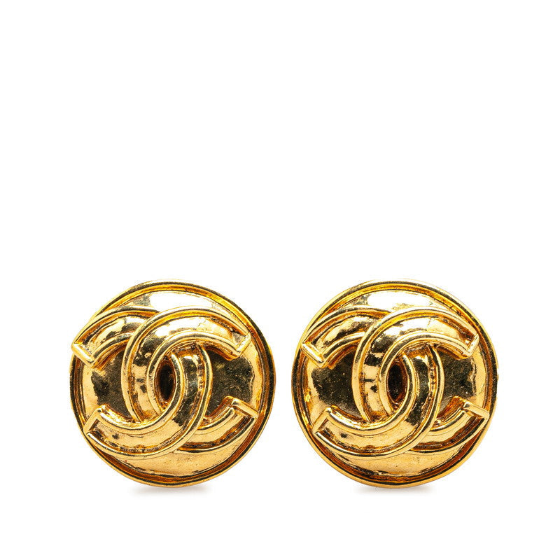 Chanel Vintage Coco Mark Round Earrings Gold