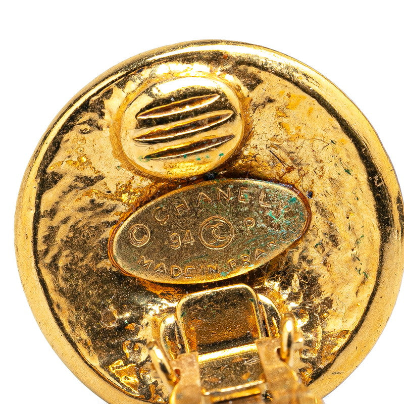 Chanel Vintage Coco Mark Round Earrings Gold