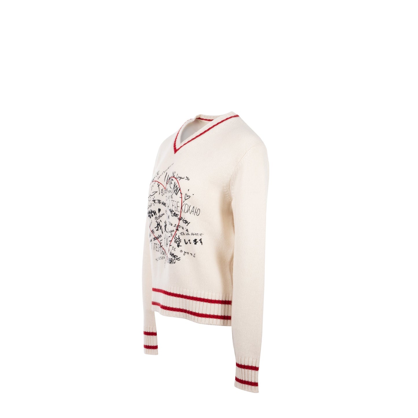 Luxury Dior Size 38 Love Knit Sweater Cashmere White