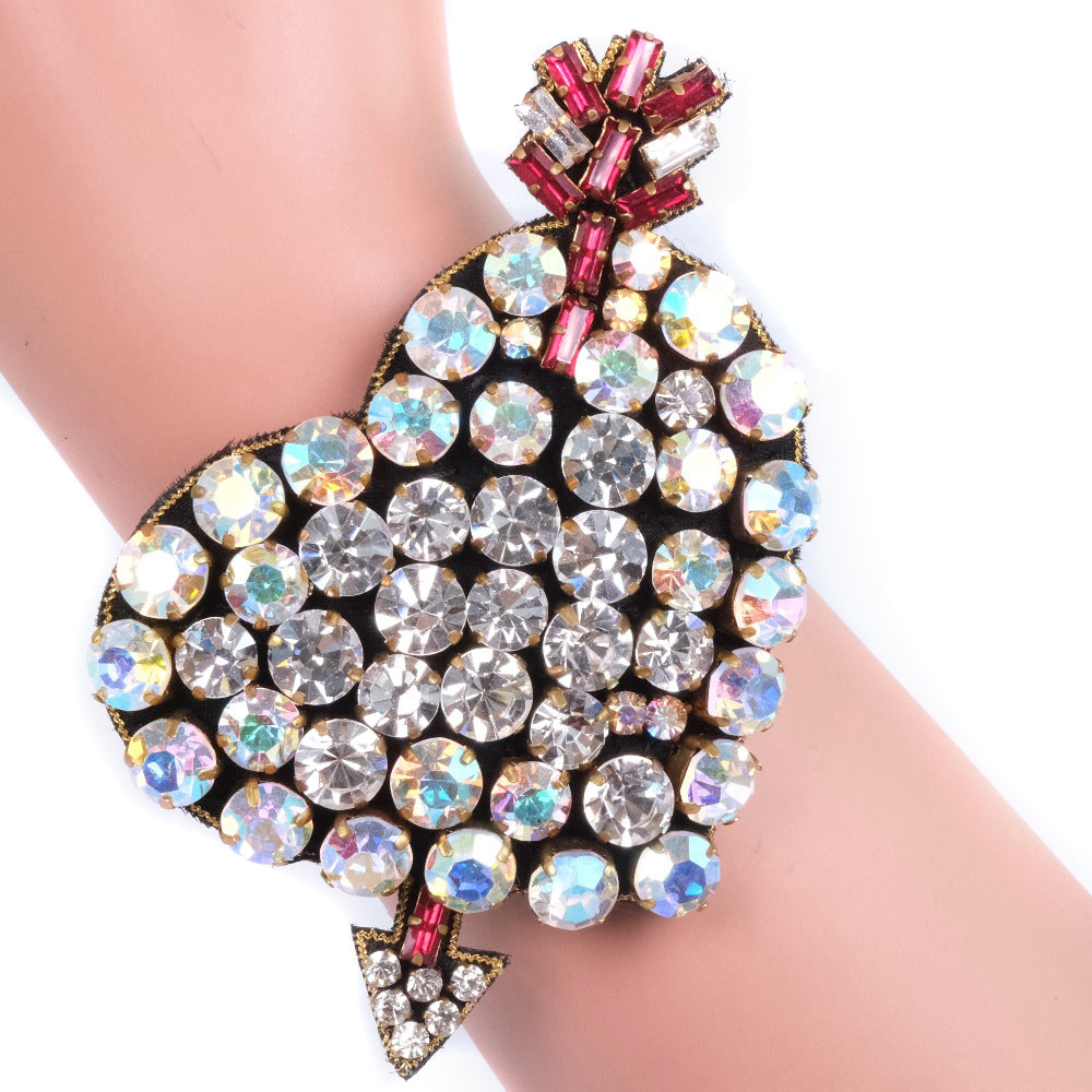 Luxury Gucci Trending 2025 Leather Rhinestone Heart Bracelet