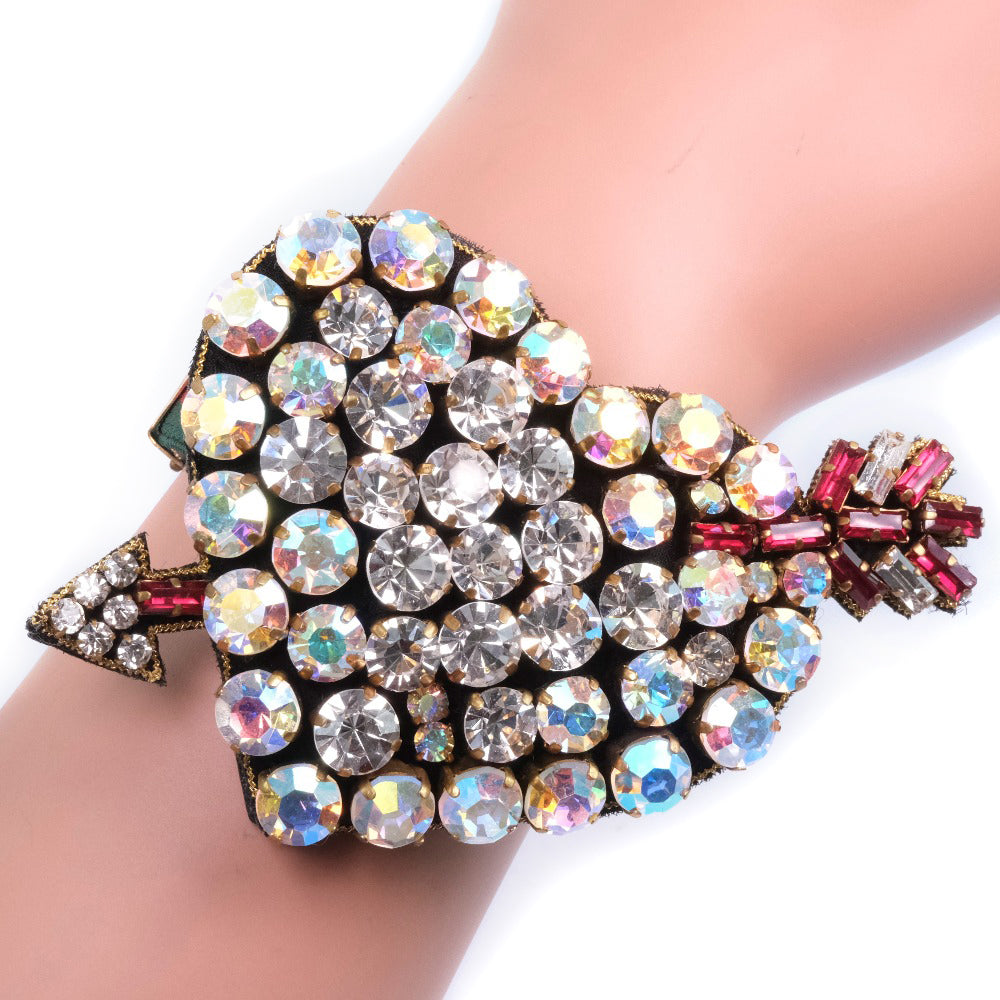 Luxury Gucci Trending 2025 Leather Rhinestone Heart Bracelet