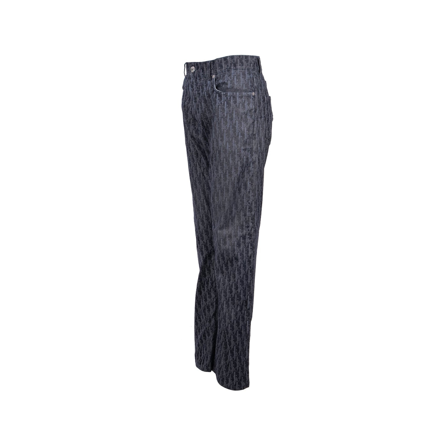 Luxury Dior Size 33 Pants Oblique Jacquard Velvet/Denim Navy