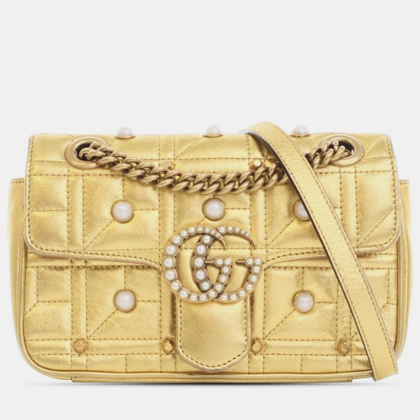 Luxury Gucci Trending 2025 Mini GG Marmont Pearly Matelasse Crossbody