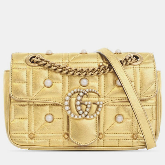 Luxury Gucci Trending 2025 Mini GG Marmont Pearly Matelasse Crossbody