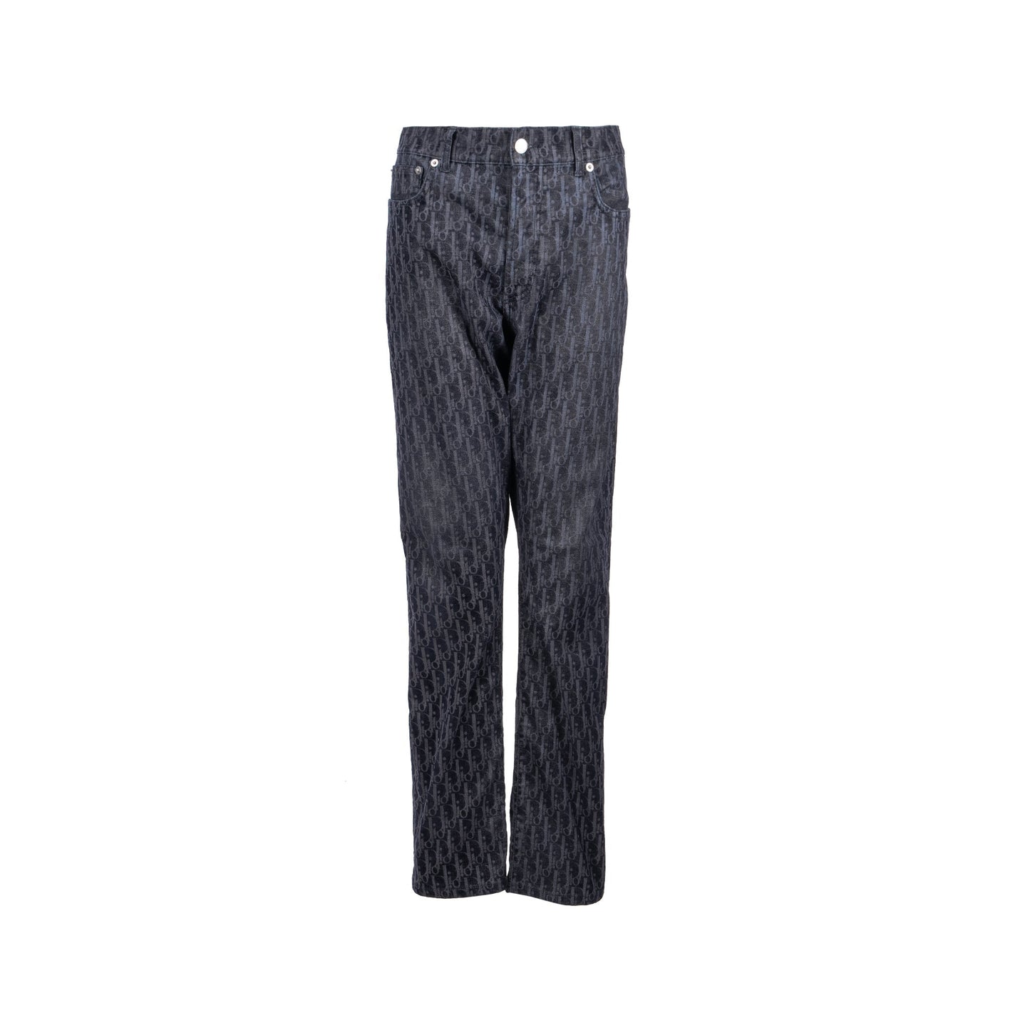 Luxury Dior Size 33 Pants Oblique Jacquard Velvet/Denim Navy