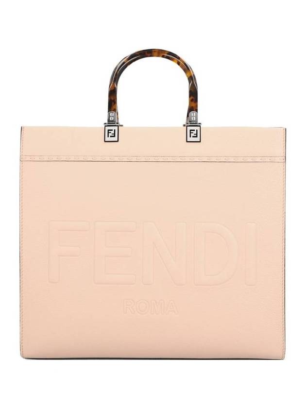 Luxury Fendi Sunshine Logo Medium Leather Tote Bag Pink