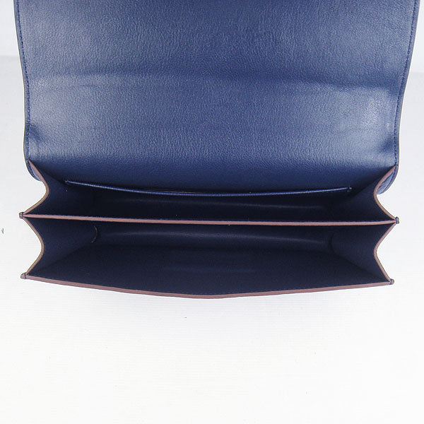 Luxury Hermes calf Leather Message Bag H020 dark blue silver