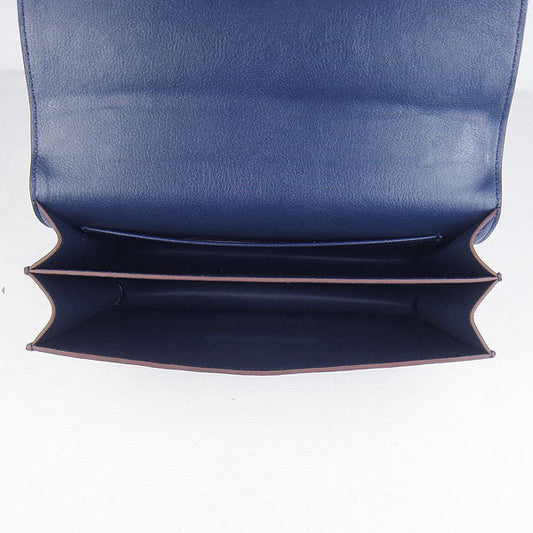 Luxury Hermes calf Leather Message Bag H020 dark blue silver