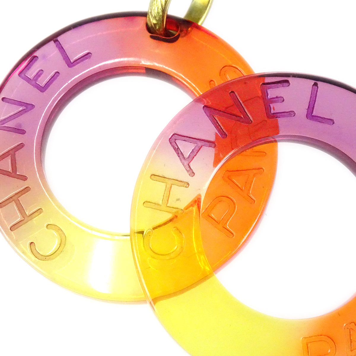 Luxury Chanel * 1995 Logo Hoop Earrings Gold Clip-On